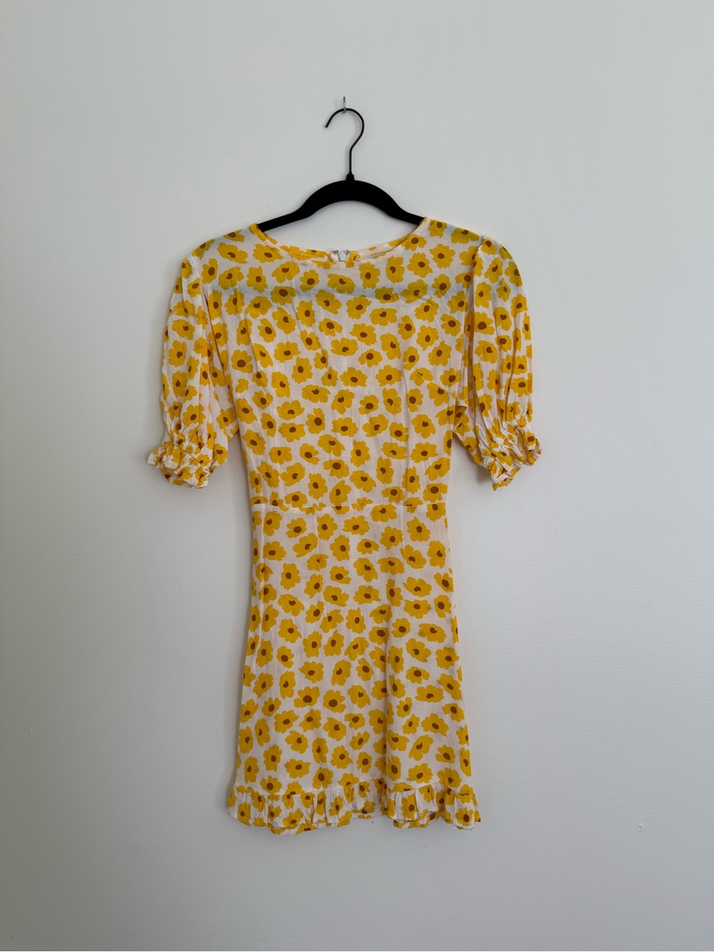 Faithfull the Brand White and Yellow Floral Mini Dress